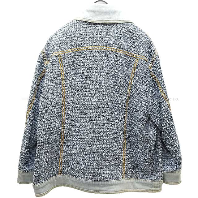 2018 SS CHANEL Blouson COCO Button Tweed Denim Jacket #42 Light blue Cotton/Polyamide/Silk 42 P58315[EXCELLENT][Authentic]