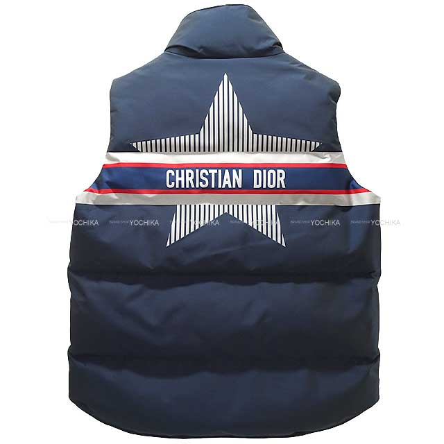 Dior Down vest Logo Star #L Navy/Blanc (White)/Red Polyester L 147C32A2980[EXCELLENT][Authentic]