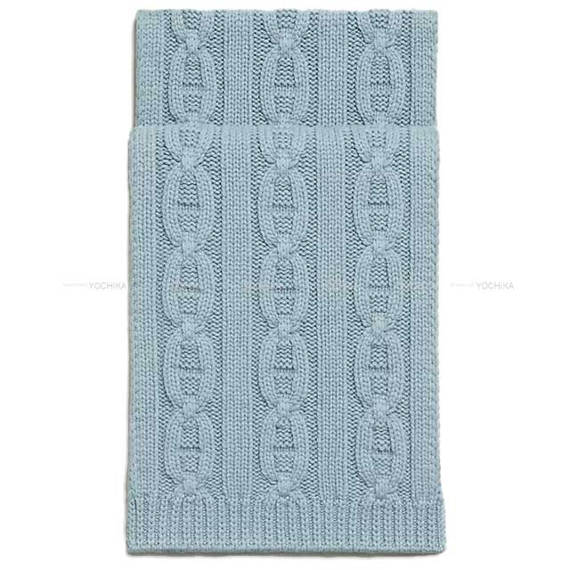 2022AW HERMES muffler Knit Tri Maillon Chene d'Angkle Motif Brume Cashmere100%[EXCELLENT][Authentic]