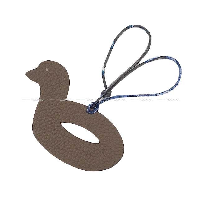 HERMES bag charm Petit H Duck Taupe/Blanc (White) Taurillon Clemence/Veau Epsom[BRAND NEW][Authentic]