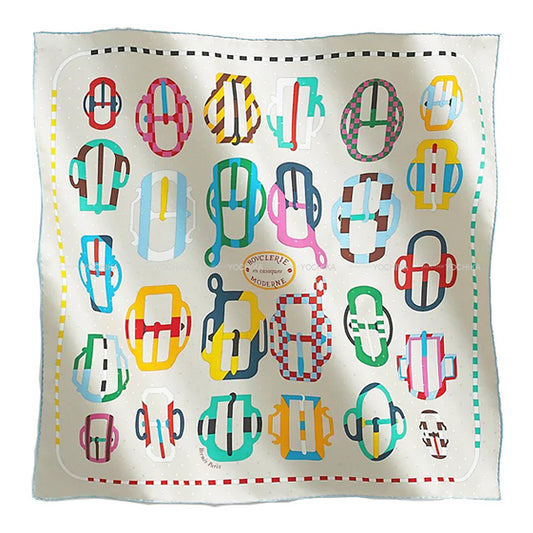 HERMES scarf Carre 70 Prumty modern buckle Craie/Blue/Pink Silk100%[BRAND NEW][Authentic]