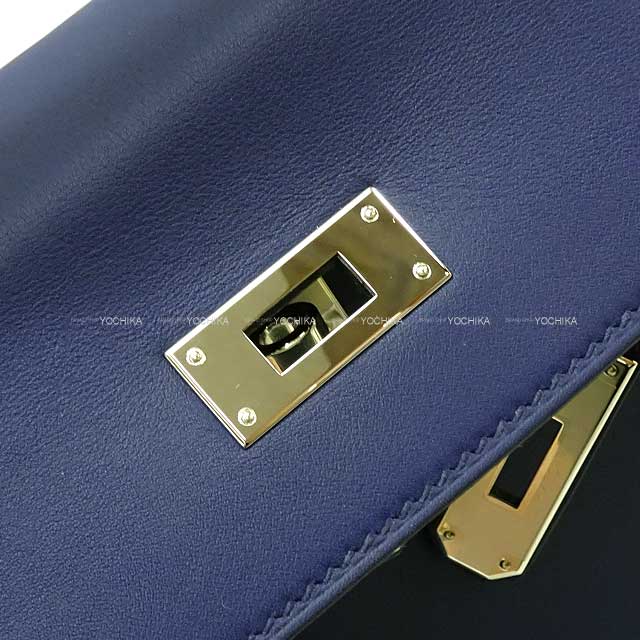 HERMES Shoulder bag Kelly28 Retourne Personal Order Bleu Saphir/Gold Veau Swift Silver HW Stamp B[BRAND NEW][Authentic]