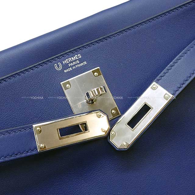 HERMES Shoulder bag Kelly28 Retourne Personal Order Bleu Saphir/Gold Veau Swift Silver HW Stamp B[BRAND NEW][Authentic]