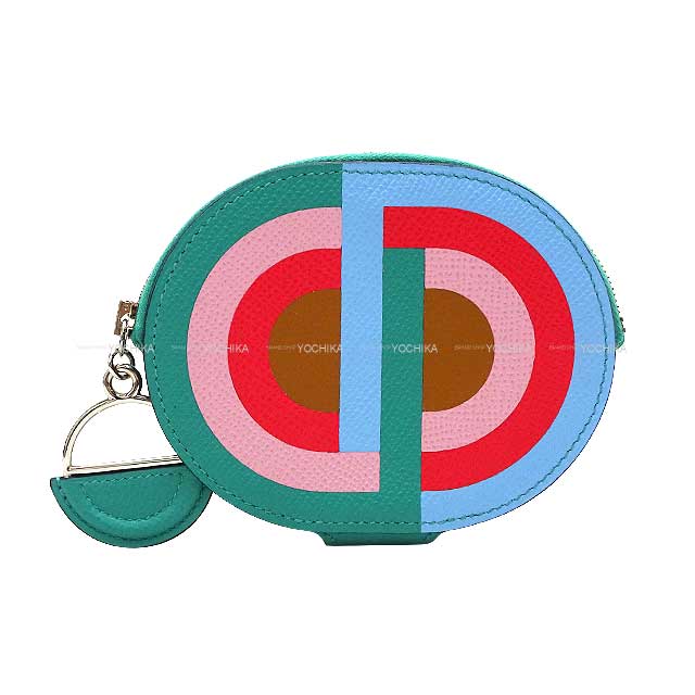 HERMES change purse In The Loop Mini Vert Veronese/Multicolor Veau Epsom Silver HW Stamp D[EXCELLENT][Authentic]