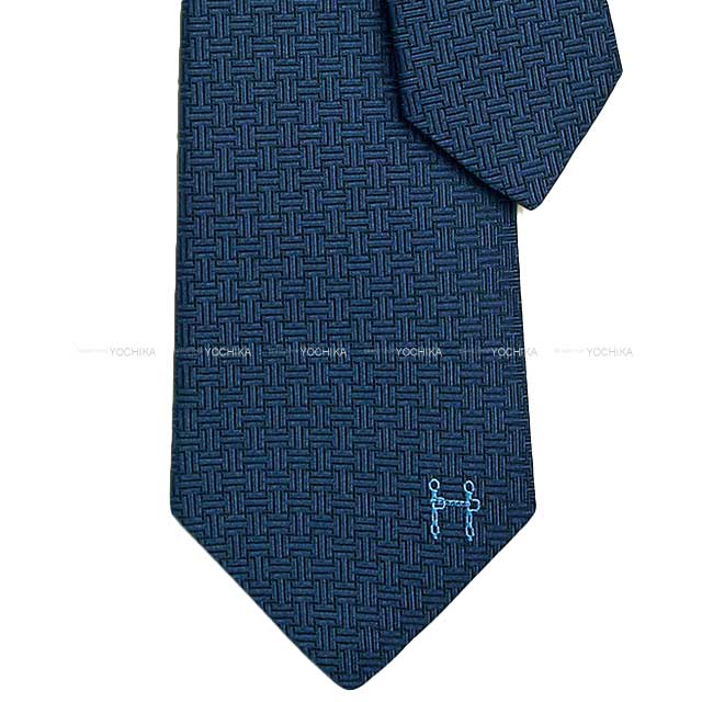 2023AW HERMES tie Terre d'H Marine Silk100% 335877T02[BRAND NEW][Authentic]