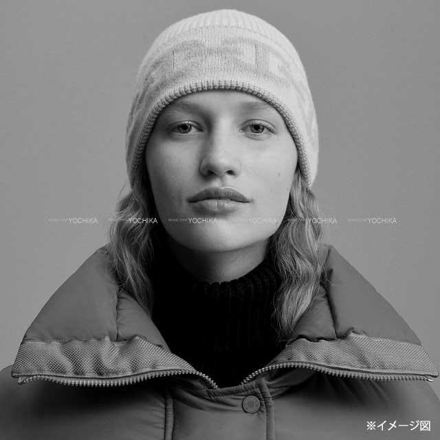 HERMES Knit cap Knitted hat Haven ＃S Charbon/Flannel gray