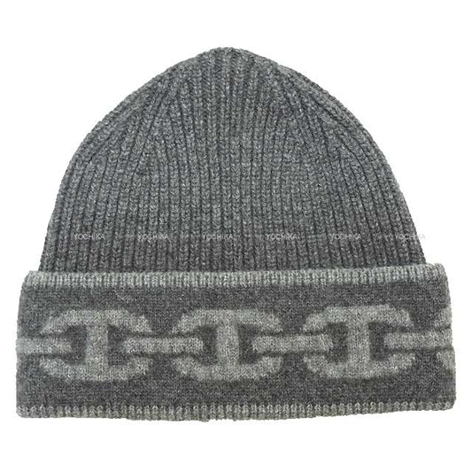 HERMES Knit cap Knitted hat Haven ＃S Charbon/Flannel gray Cashmere100%[BRAND NEW][Authentic]