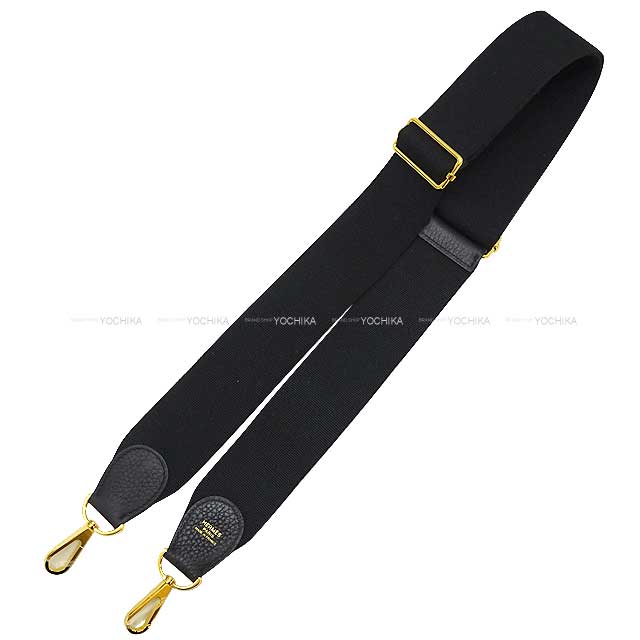 HERMES shoulder strap Bandouliere Sangles with Evelyne Adjuster Noir (Black) Toile/Taurillon Clemence Gold HW Stamp B[BRAND NEW][Authentic]