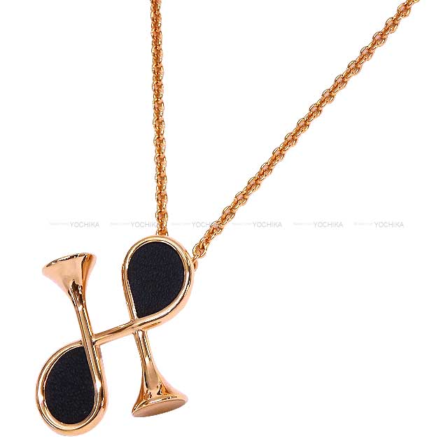 2023 AW NEW HERMES necklace Cor H Horm motif Noir (Black) Rose Gold HW[BRAND NEW][Authentic]