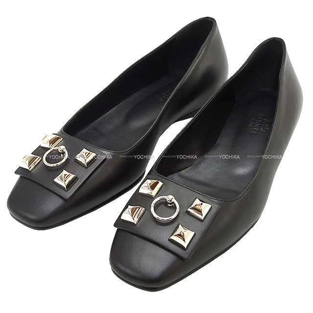 2022AW HERMES Flat Shoes Danseuse Noir (Black) Calfskin #36 Silver HW[EXCELLENT][Authentic]