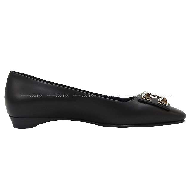 2022AW HERMES Flat Shoes Danseuse Noir (Black) Calfskin #36 Silver HW[EXCELLENT][Authentic]