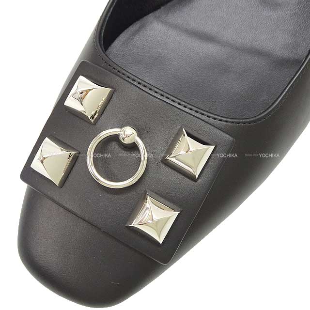 2022AW HERMES Flat Shoes Danseuse Noir (Black) Calfskin #36 Silver HW[EXCELLENT][Authentic]