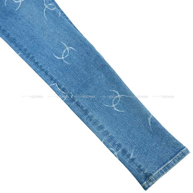 2020 CHANEL Denim Pants Skinny jeans COCO Mark Logo #34 Blue Print Denim 34 Silver HW P64935[EXCELLENT][Authentic]