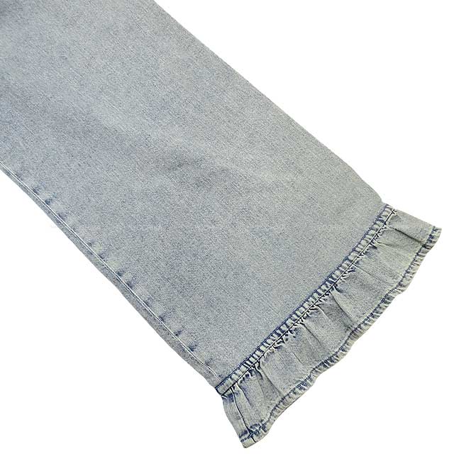 2022 SS CHANEL Denim Pants Metal COCO Button Frill Jeans #34 Light Blue Denim Silver HW P73070[EXCELLENT][Authentic]