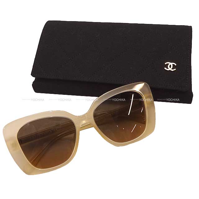 CHANEL sunglass Rectangle Shape Beige Acetate A71533[BRAND NEW][Authentic]