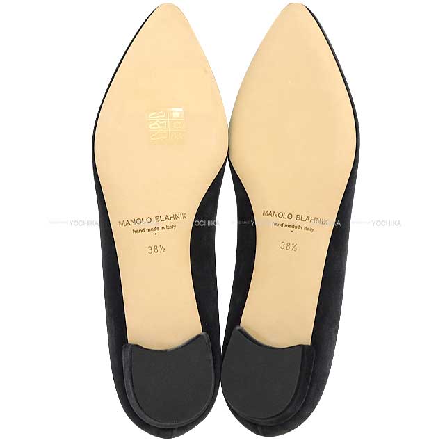 MANOLO BLAHNIK pumps HANGISI Bijoux Flat #38.5 Dark gray Velvet #38.5[BRAND NEW][Authentic]