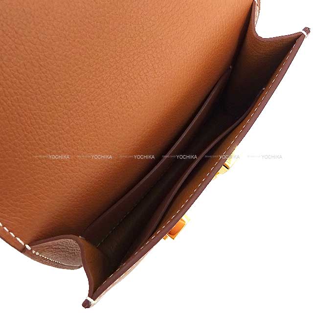 HERMES Bi-fold wallet Constance Slim Gold Evercolor Gold HW Stamp B[BRAND NEW][Authentic]