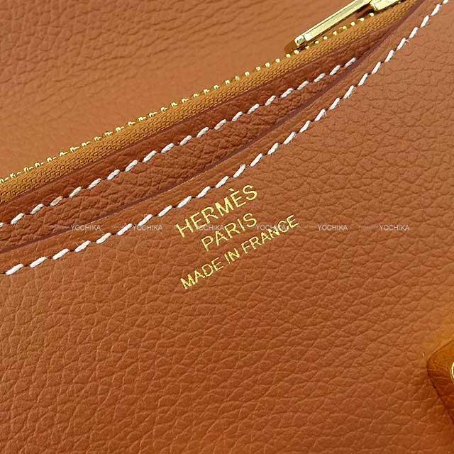 HERMES Bi-fold wallet Constance Slim Gold Evercolor Gold HW Stamp B[BRAND NEW][Authentic]