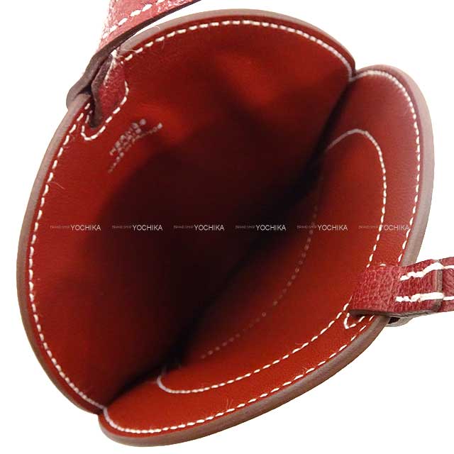 HERMES Carrying case In The Loop Phone To Go GM Shoulder porch smartphone card case Rouge H Chevre Myzore Stamp D[EXCELLENT][Authentic]