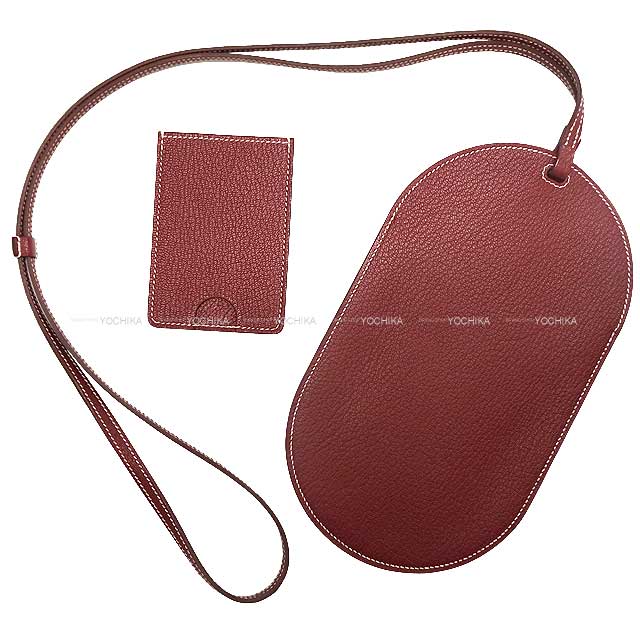 HERMES Carrying case In The Loop Phone To Go GM Shoulder porch smartphone card case Rouge H Chevre Myzore Stamp D[EXCELLENT][Authentic]