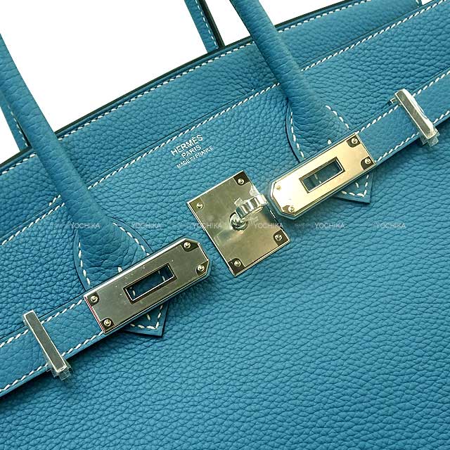 HERMES Handbag Birkin30 New Bleu Jean Veau Togo Silver HW Stamp B[BRAND NEW][Authentic]