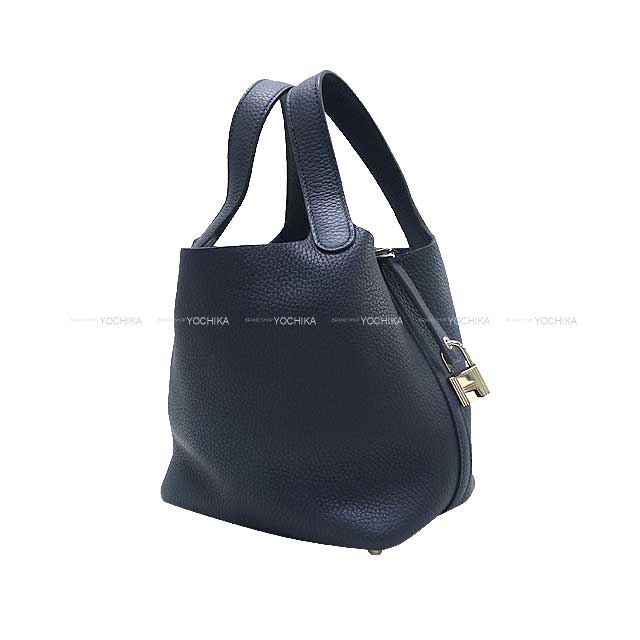 HERMES Handbag Picotin Lock 18 PM Bleu Nuit Taurillon Clemence Silver HW Stamp D[ALMOST NEW][Authentic]