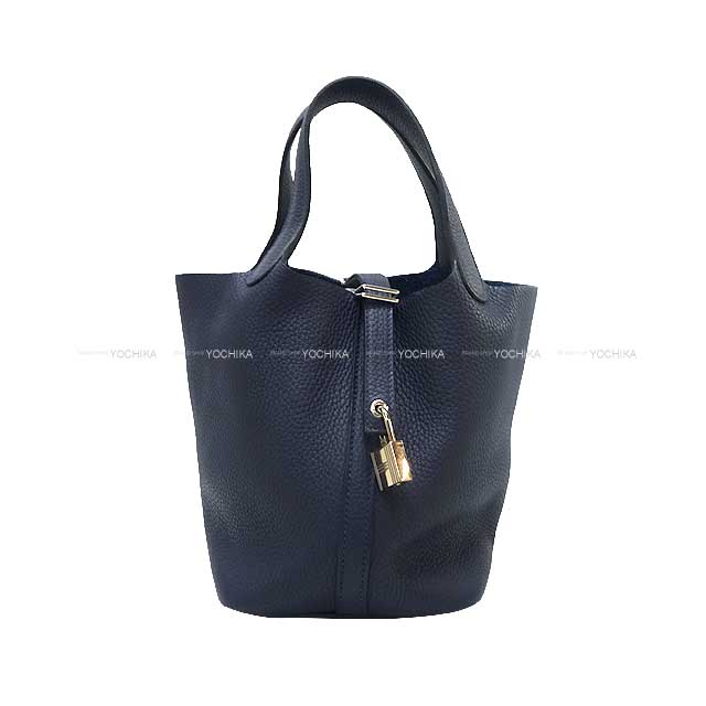 HERMES Handbag Picotin Lock 18 PM Bleu Nuit Taurillon Clemence Silver HW Stamp D[ALMOST NEW][Authentic]