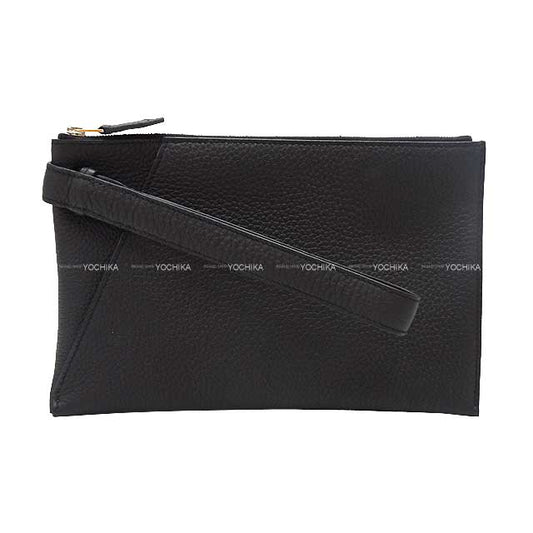 HERMES Clutch bag Vertige MM Porch Noir (Black) Veau Togo Silver HW Stamp U[EXCELLENT][Authentic]