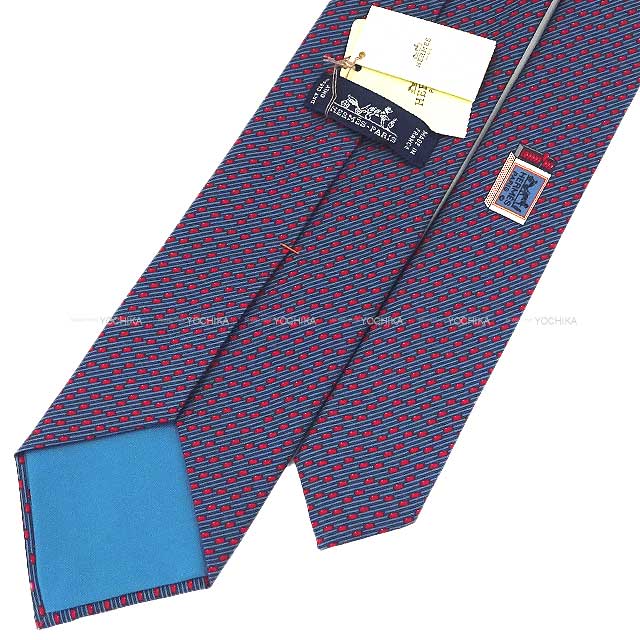 HERMES tie H Magnetique Marine/Ciel/Bleu Moyan Silk100%[BRAND NEW][Authentic]