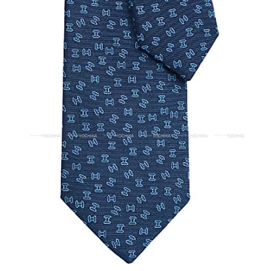 2023AW HERMES tie Terre d'H Ciel Marine Silk100% 335877T02[BRAND NEW][Authentic]