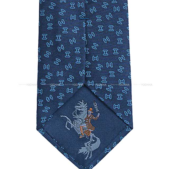 2023AW HERMES tie Terre d'H Ciel Marine Silk100% 335877T02[BRAND NEW][Authentic]