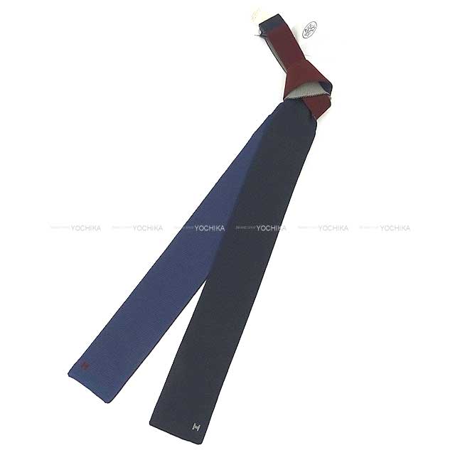 2021S/S HERMES tie knit 4-in-1 tie 4 Temps Blue/Rouge H/Marine Silk100%[BRAND NEW][Authentic]