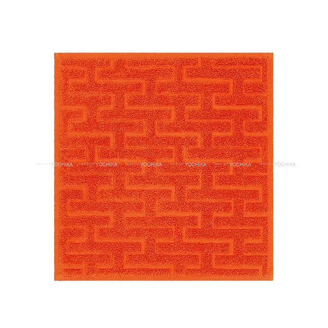 HERMES handkerchief Hand Carre Towel H Logo Stairs Orange Cotton100%[BRAND NEW][Authentic]