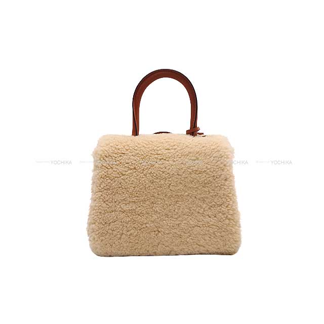 Delvaux Shoulder bag Brillon Mini Teddy Natural/Brandy Soft shearling/Sierra calf Gold HW AA0406BRZ0ARSDO[EXCELLENT][Authentic]