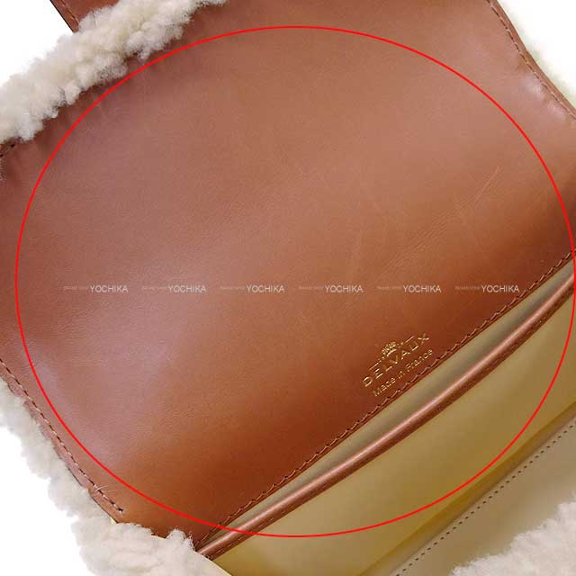 Delvaux Shoulder bag Brillon Mini Teddy Natural/Brandy Soft shearling/Sierra calf Gold HW AA0406BRZ0ARSDO[EXCELLENT][Authentic]