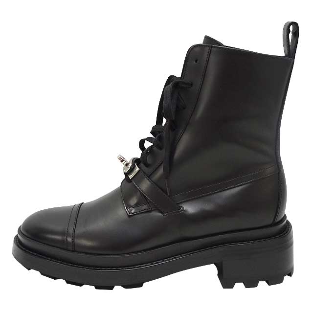 HERMES boots Lace up Boots Kelly Belt Funk Noir (Black) Calfskin 37 Silver HW[BRAND NEW][Authentic]