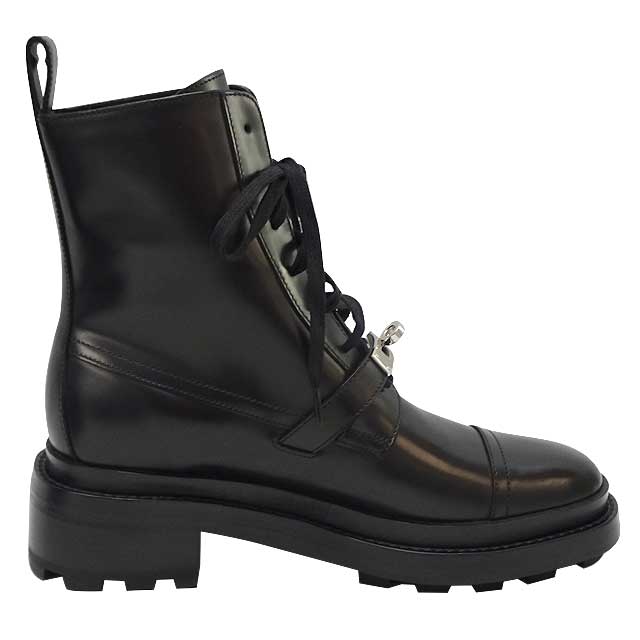 HERMES boots Lace up Boots Kelly Belt Funk Noir (Black) Calfskin 37 Silver HW[BRAND NEW][Authentic]