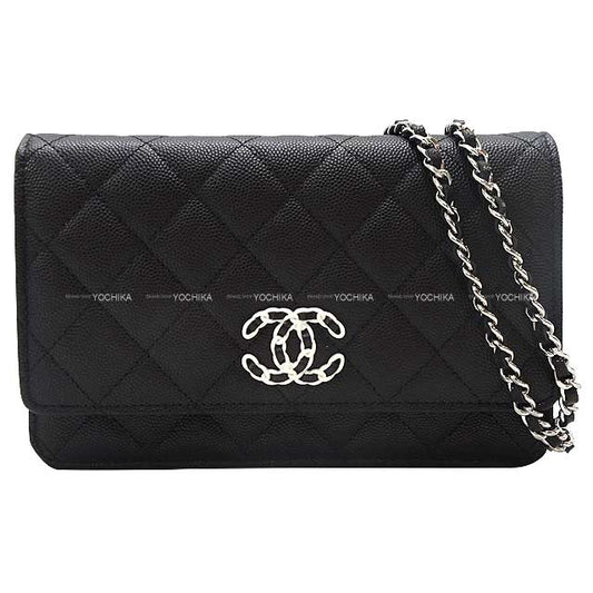 2024 Cruise Collection NEW CHANEL Shoulder bag CHANEL 19 Matelasse Chain Wallet Noir (Black) Graind Calf(Caviarskin) Silver HW AP3709[BRAND NEW][Authentic]