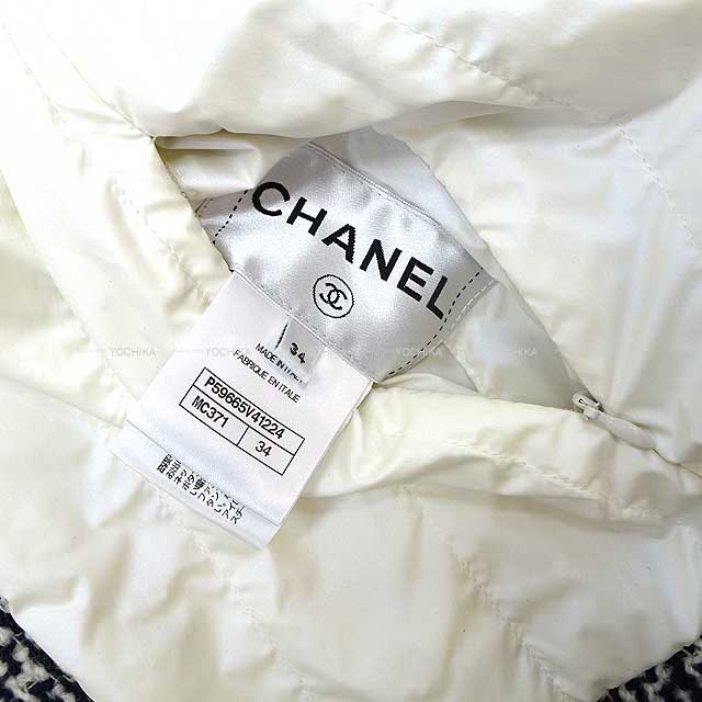 CHANEL Blouson Jacket Tweed COCO Mark Reversible #34 Wool/Polyamide 34 Silver HW[EXCELLENT][Authentic]