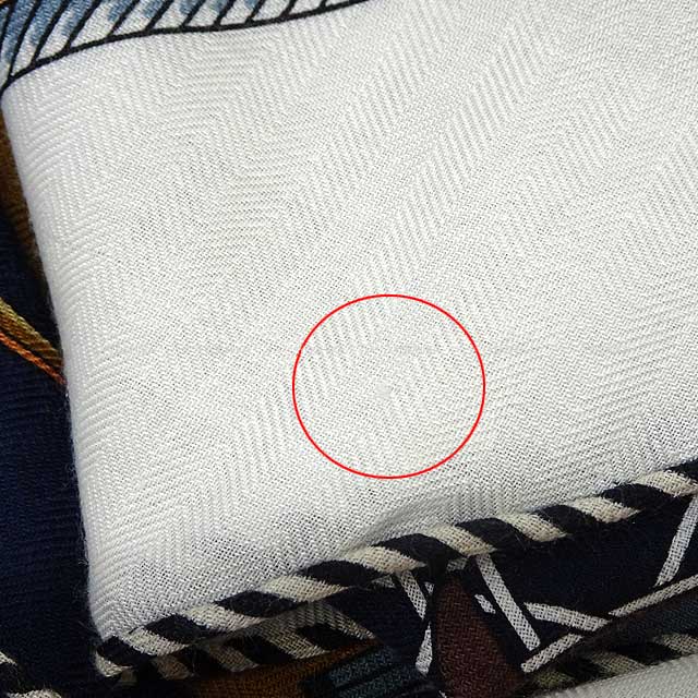 2023AW HERMES scarf Triangle Geant Les Voitures a Transformation Blanc (White)/Caban/Tabac Cashmere70% / Silk30%[EXCELLENT][Authentic]