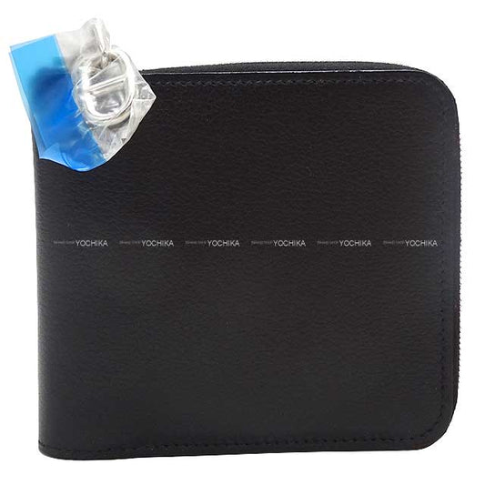 HERMES Bi-fold wallet Zip En Ｇｏ Chaine D'ancre Noir (Black) Ever Grain Silver HW Stamp B[BRAND NEW][Authentic]