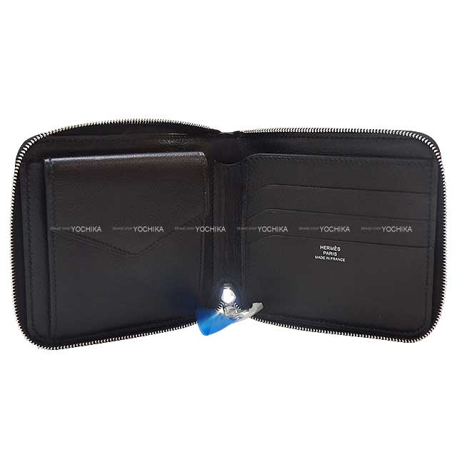 HERMES Bi-fold wallet Zip En Ｇｏ Chaine D'ancre Noir (Black) Ever Grain Silver HW Stamp B[BRAND NEW][Authentic]