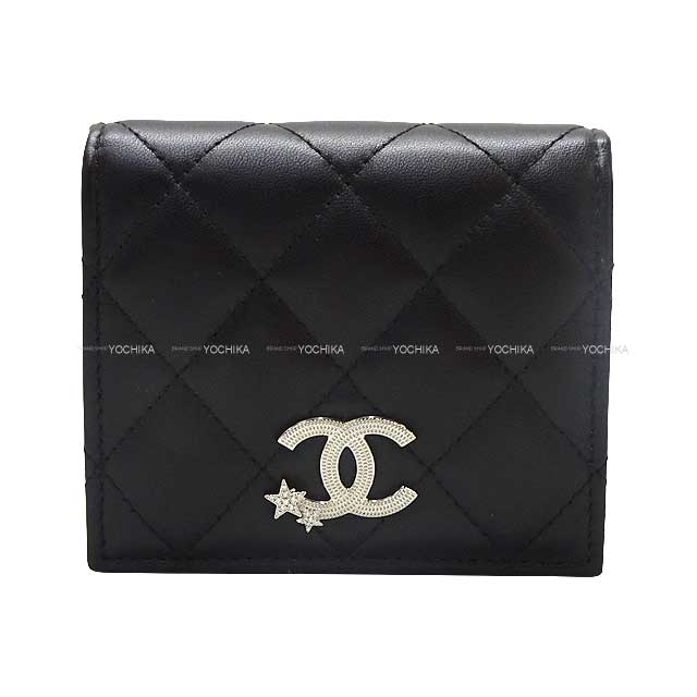 2024 Cruise CHANEL Bi-fold wallet Star Coco Mark Matelasse Compact Noir (Black) Lambskin Silver HW AP3726[BRAND NEW][Authentic]