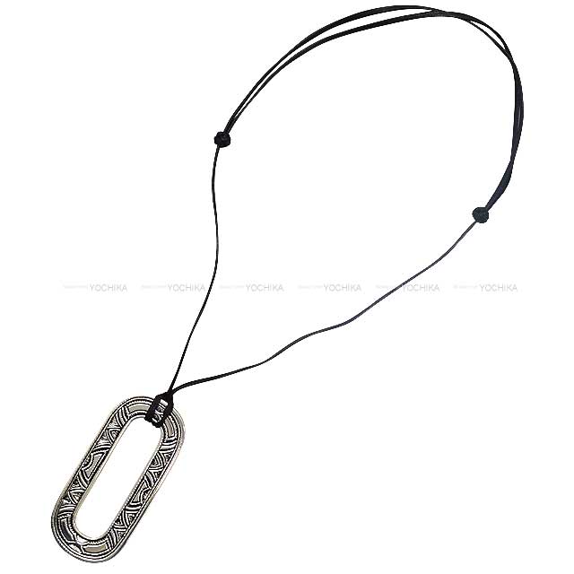 HERMES necklace Tuareg Pendant Necklace Noir (Black) Silver925 Silver HW[EXCELLENT][Authentic]