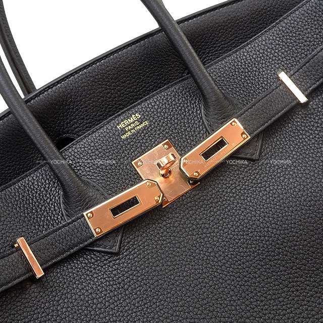 HERMES Handbag Birkin35 Noir (Black) Veau Togo Rose Gold HW Stamp U[EXCELLENT][Authentic]