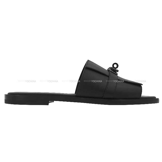 HERMES sandals Mens Gabriel  Noir (Black) Calf #43 Black HW[BRAND NEW][Authentic]