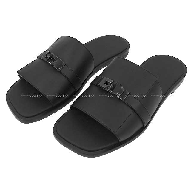 HERMES sandals Mens Gabriel  Noir (Black) Calf #43 Black HW[BRAND NEW][Authentic]