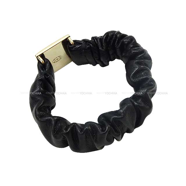 2021 AW CHANEL bracelet Hair tie Scrunchie COCO mark Noir (Black) Calf Champagne Gold HW AB6832[EXCELLENT][Authentic]