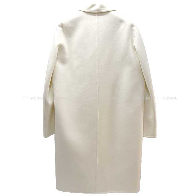 2023 AW HERMES Long Coat Seller Button #38 Blanc (White) Baby Cashmere100%/Agneau Milo[BRAND NEW][Authentic]