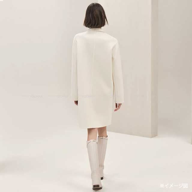 2023 AW HERMES Long Coat Seller Button #38 Blanc (White) Baby Cashmere100%/Agneau Milo[BRAND NEW][Authentic]